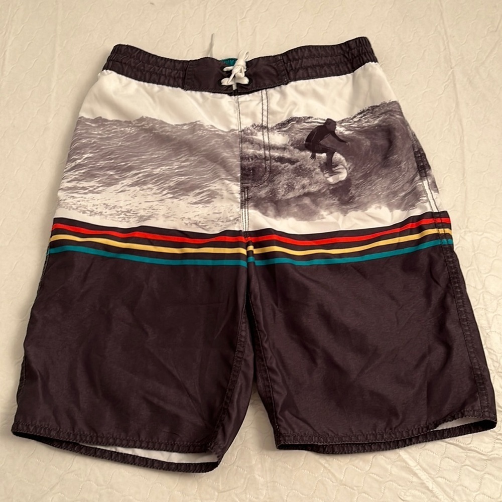 Old Navy mesh lined swim trunks black white multicolor XL = 14/16